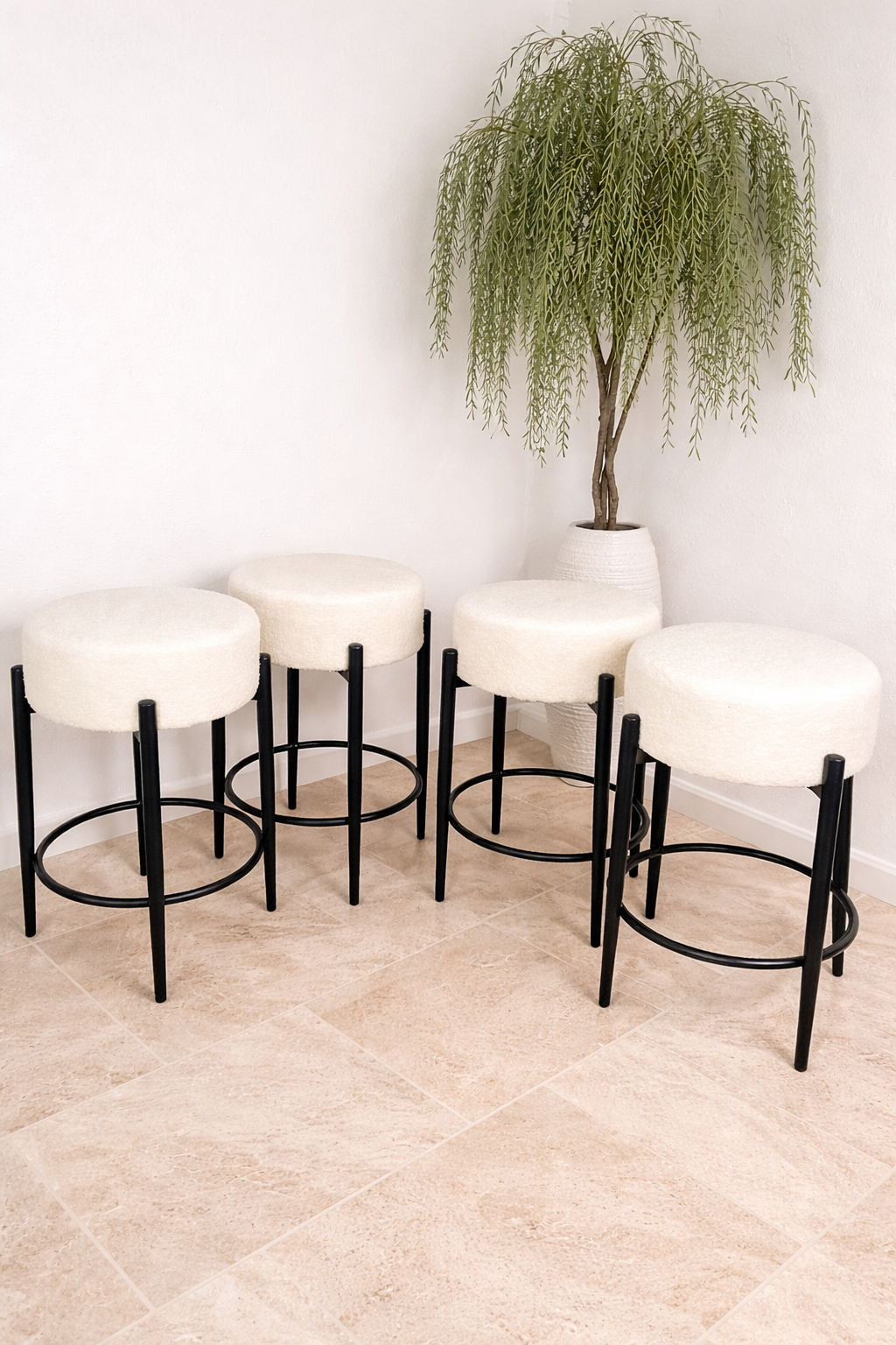 White Cozy Barstools (Set of 4)