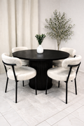 Round Black Fluted Dining Table Set